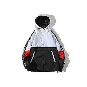 Long Sleeve Zipper Patchwork Hooded Windbreaker